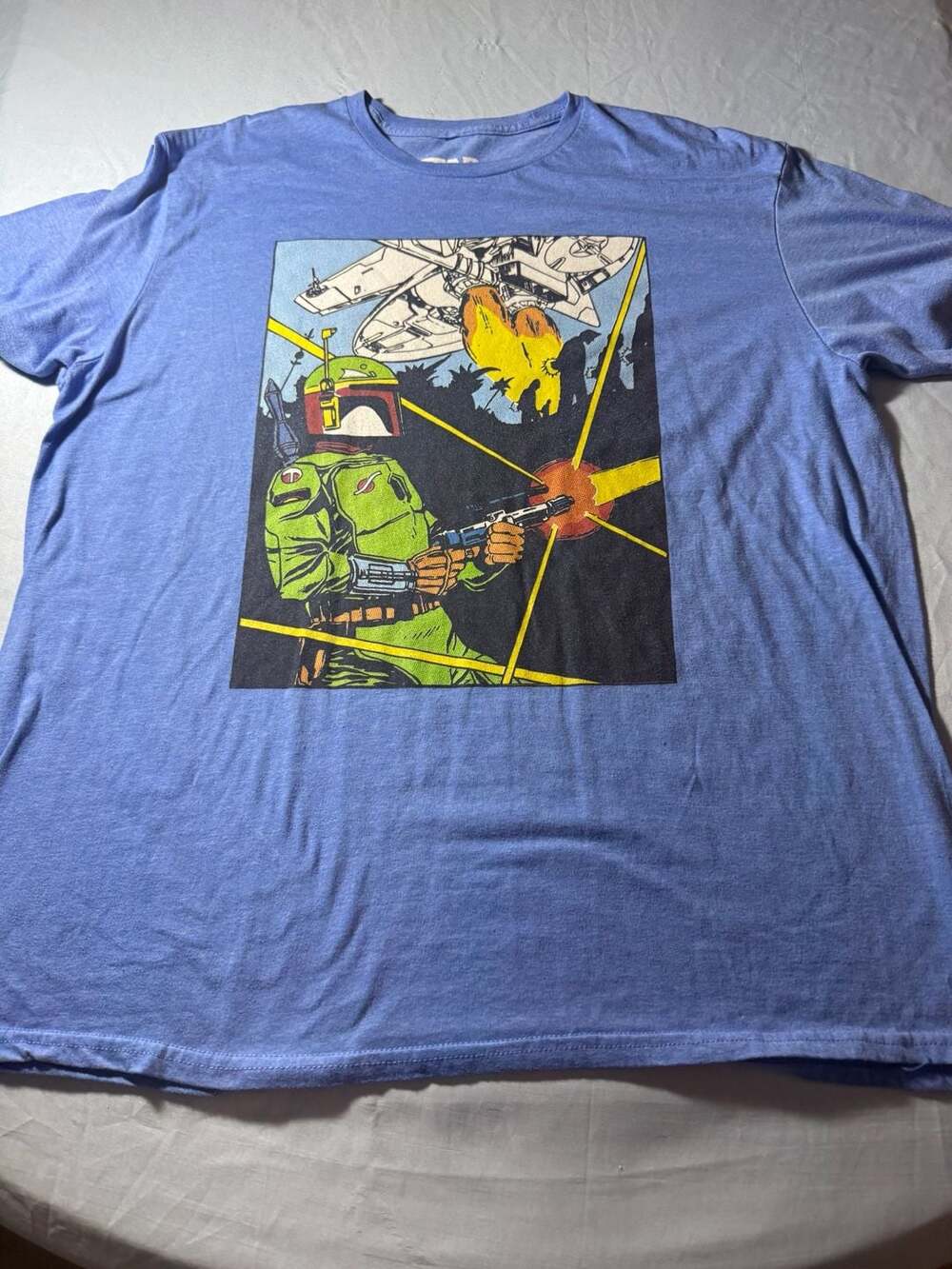 Rsvlts Star Wars Boba Fett Graphic T-Shirt Blue Size 2XL